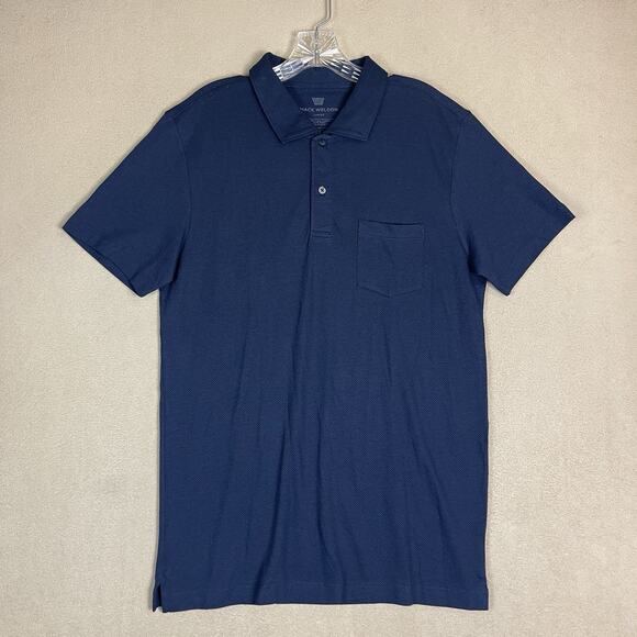 Mack Weldon Polo Shirt Mens Large Blue Chest Pocket Stretch Breathable Stretch - Picture 1 of 9
